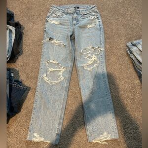 American Eagle Outfitters Light Blue Distressed Straight Leg Jeans